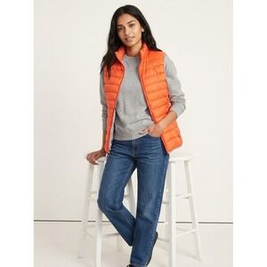 Michael Kors Orange Puffer Vest Packable Goose Down Lightweight Unisex Sz S